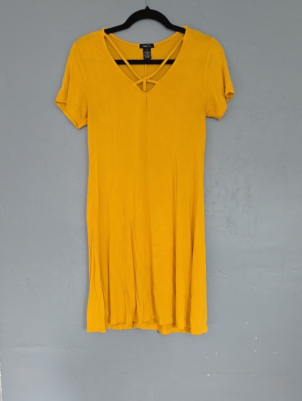 Rue21 Yellow Crisscross V-Neck Mini Dress